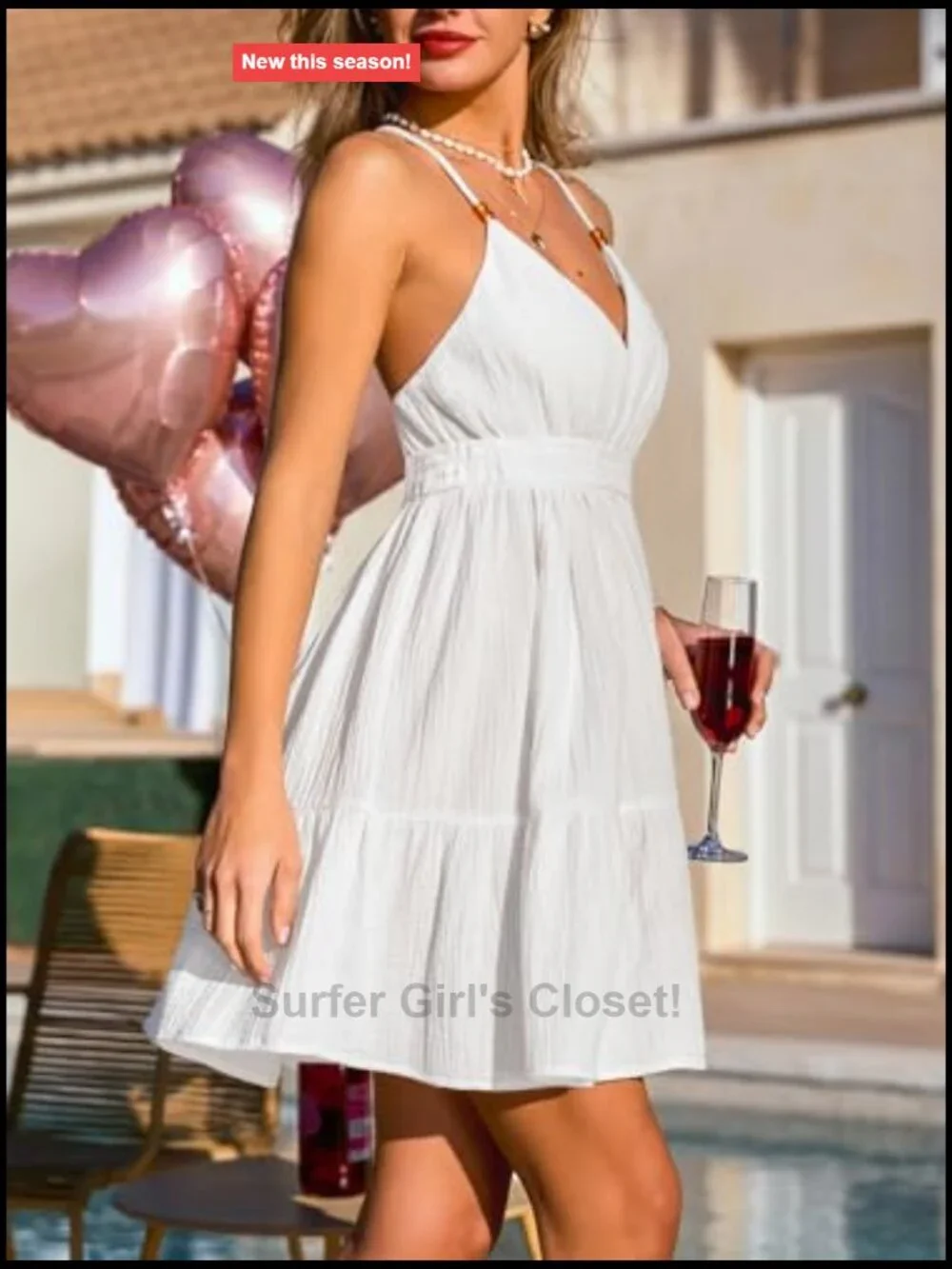 CUPSHE V-Neck Open Back Flowy Tiered A-Line Mini Dress Sundress Beach Vacation